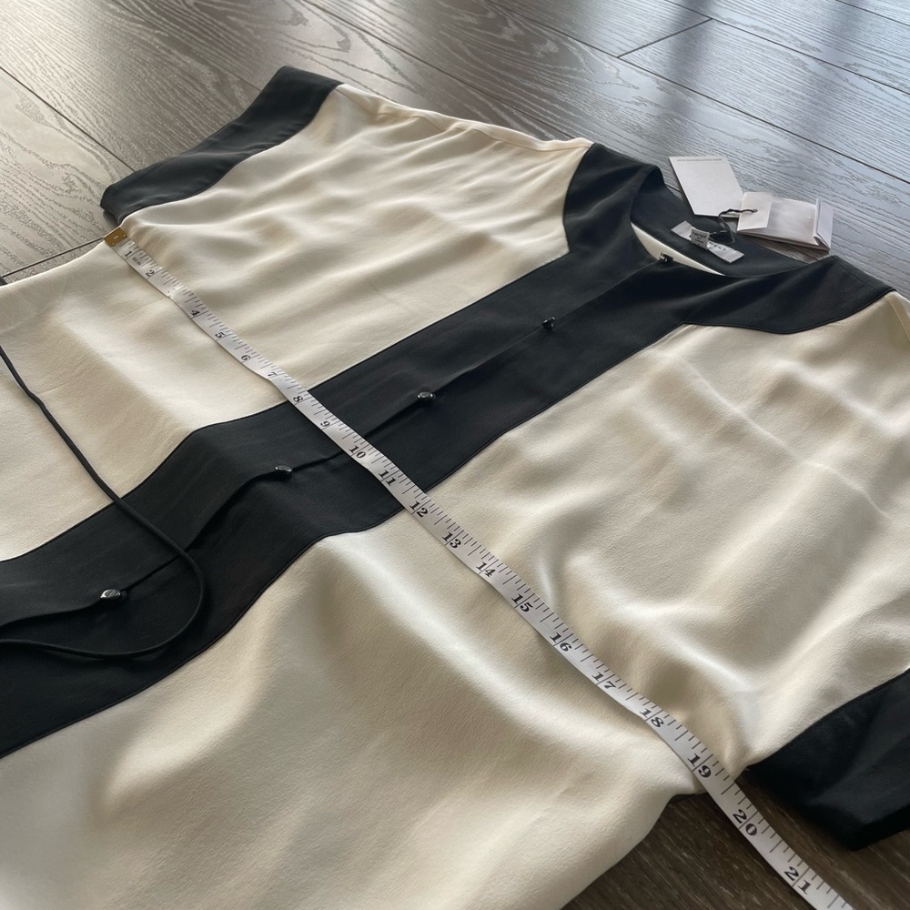 Equipment Elegant Black and Cream Women's Silk Dress - Picture 6 of 7